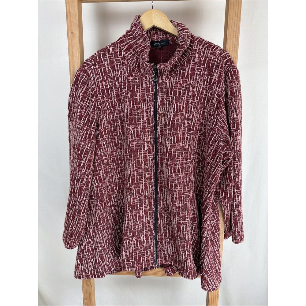 Yushi Red High Neck High Low Hem Zip Swing Jacket #1031 Size XXL Made USA